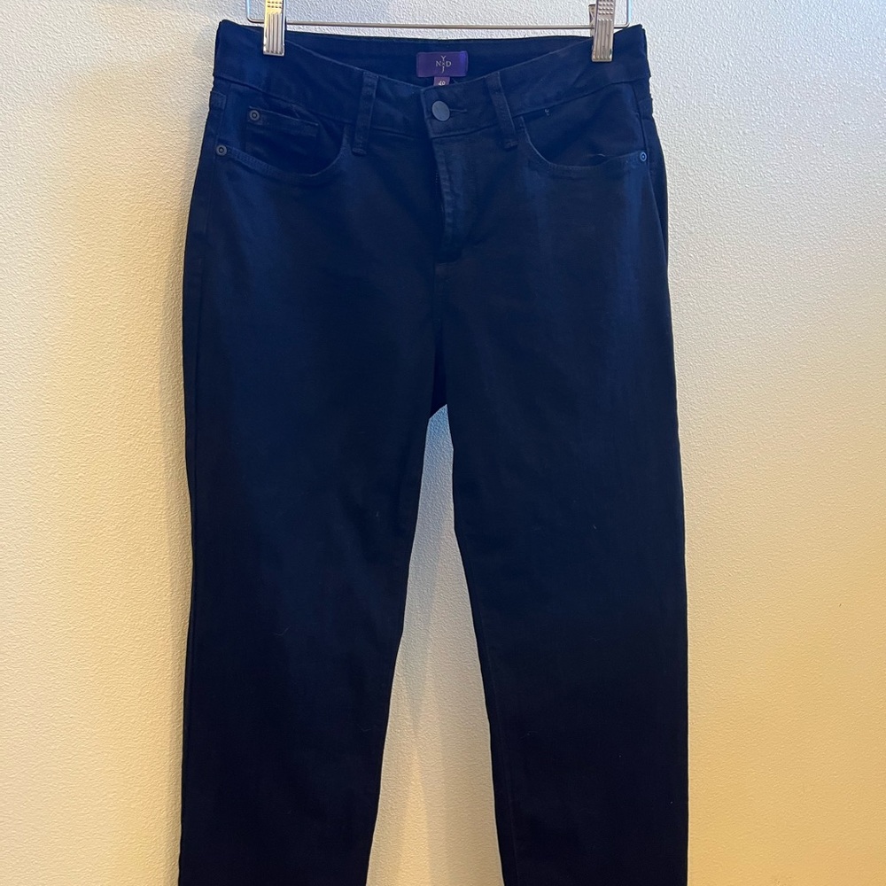 NYDJ Black Denim Straight Leg Jeans
